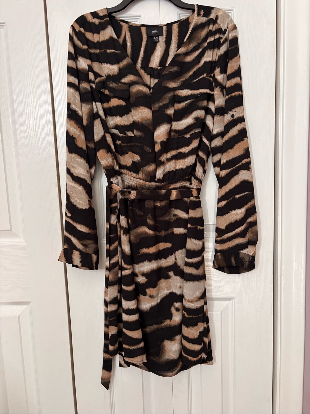 Wallis Black and Brown Animal-Print Wrap Dress